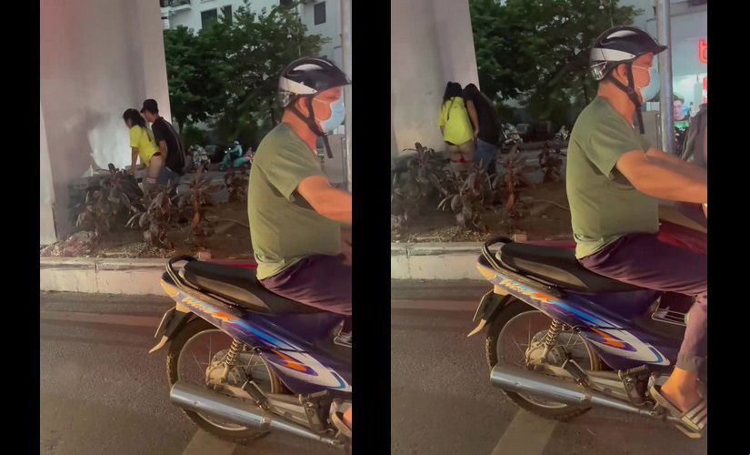 Unica cosa ad Hanoi, due giovani fanno sesso in mezzo alla strada dopo il lavoro