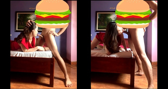 The nearsighted girl sucks and livestreams