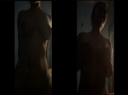 Big breasted slutty wife moaning while riding a horse