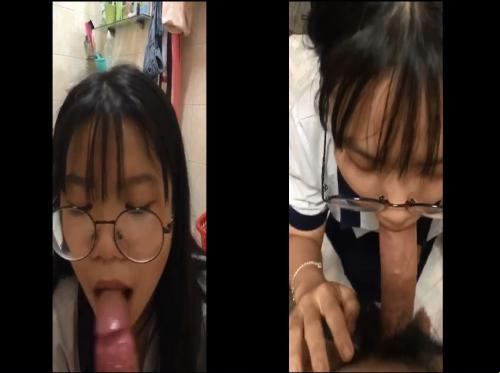 Ang 4-eyed student ay nagbigay ng isang mahusay na Bj