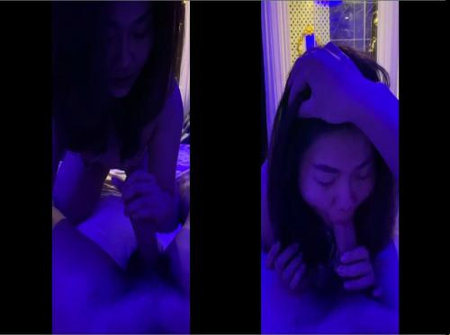 Gadis berambut pendek memberikan BJ profesional